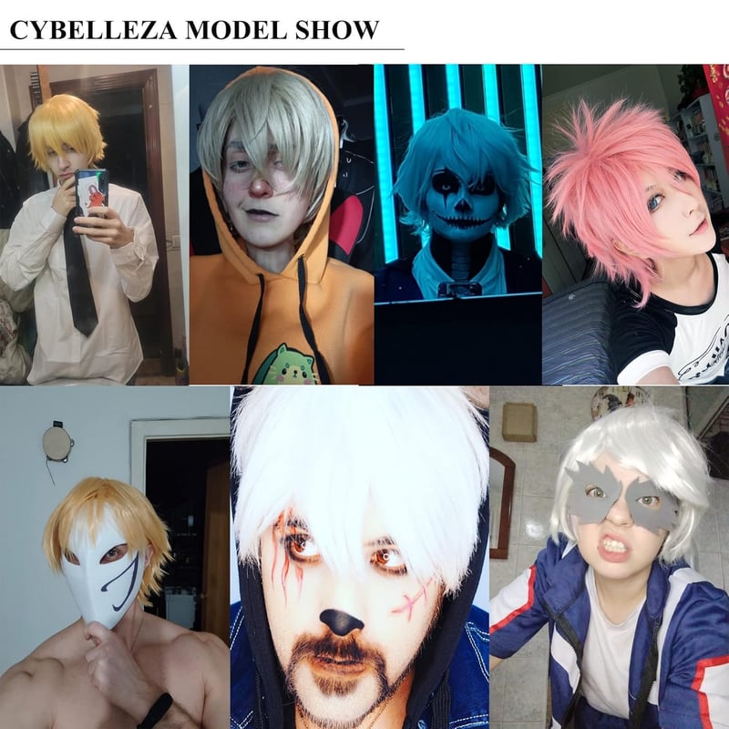 Cybelleza Sötétbarna Rövid Anime Paróka - Egyenes és Hullámos Cosplay Műhaj Férfiaknak és Nőknek, Farsangi Jelmezhez, Sapkával
