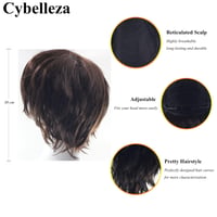 Cybelleza Sötétbarna Rövid Anime Paróka - Egyenes és Hullámos Cosplay Műhaj Férfiaknak és Nőknek, Farsangi Jelmezhez, Sapkával 2