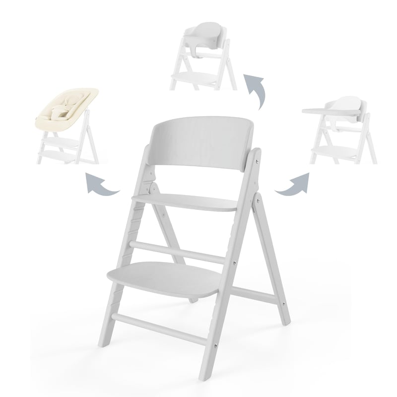 Scaun înalt evolutiv CYBEX Gold Click & Fold 4-în-1 - All White - Scaun de masă pliabil de la bebeluș până la copil mic
