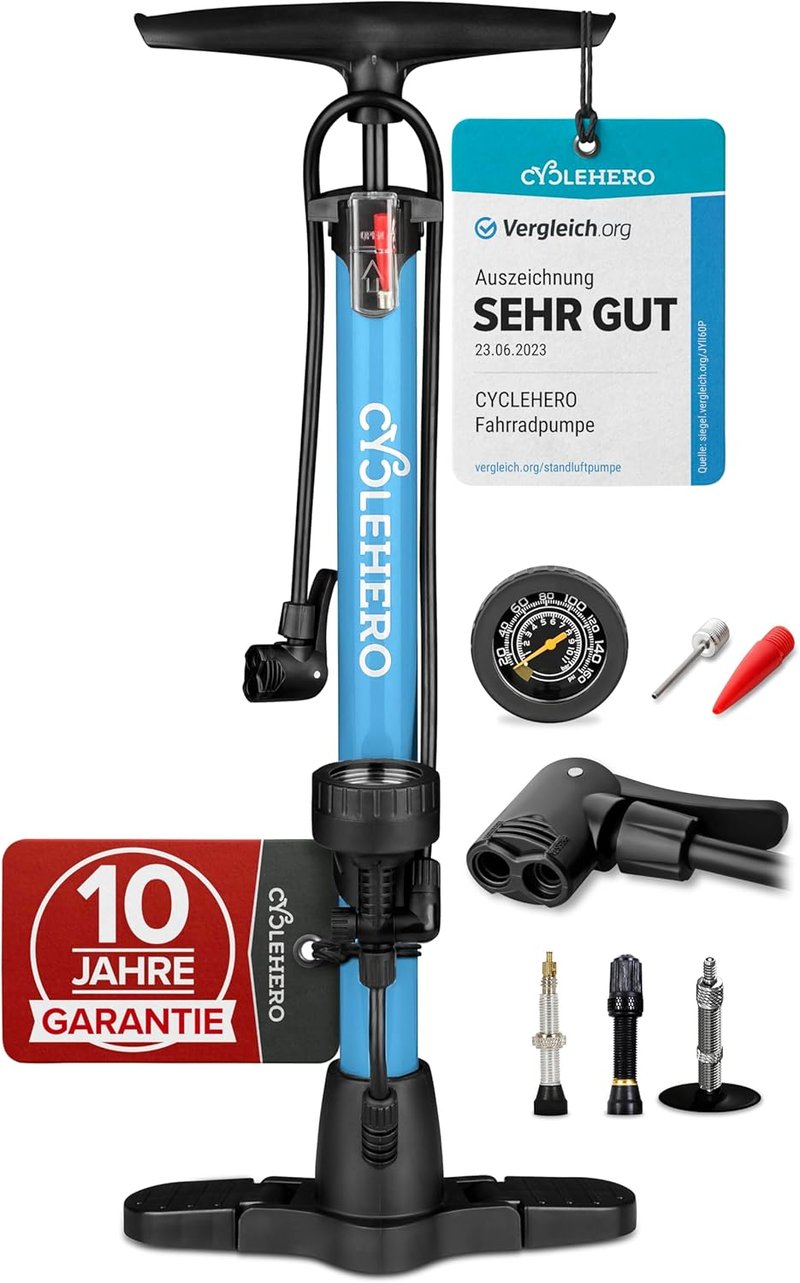 CYCLEHERO Kerékpár Pumpa Nyomásmérővel - Összes Szelep Típushoz