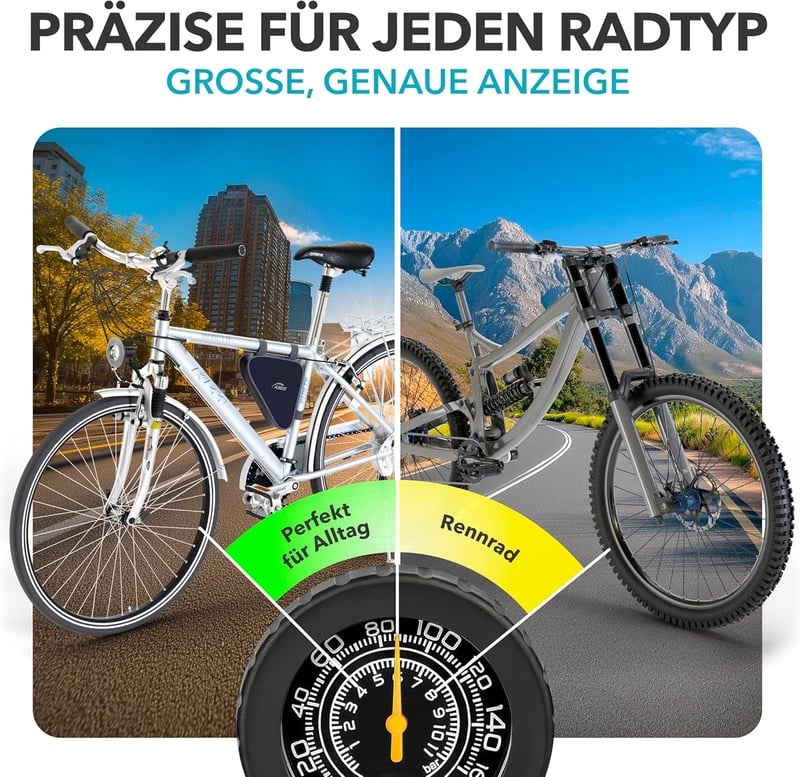 CYCLEHERO Kerékpár Pumpa Nyomásmérővel - Összes Szelep Típushoz