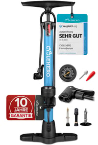 CycleHero podna pumpa za bicikl s manometrom, za sve ventile - plava 1