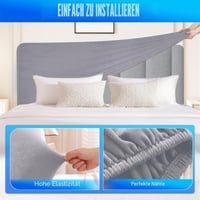 Husă pentru tăblie de pat din catifea CYCMACO, universală, 200 cm, gri argintiu - Husă de protecție elastică pentru tăblia patului 5