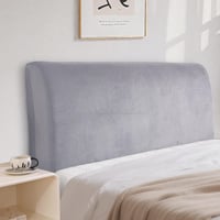 Husă pentru tăblie de pat din catifea CYCMACO, universală, 200 cm, gri argintiu - Husă de protecție elastică pentru tăblia patului 1