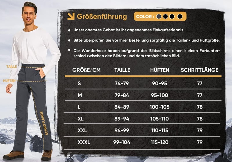 Cycorld férfi téli túranadrág vízálló fleece bélelt softshell sínadrág