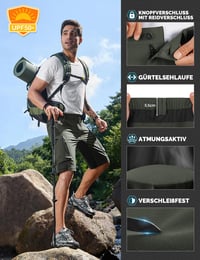 Pantaloni scurți de drumeție pentru bărbați Cycorld, verzi, mărimea XXL, 6 buzunare, respirabili, cu uscare rapidă, ușori, pentru ciclism MTB, tip cargo bermude, trekking 5