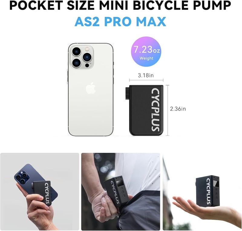 CYCPLUS AS2 Pro Max vezeték nélküli kerékpár pumpa 120 PSI, automata leállítás, Presta és Schrader szelep