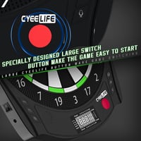 CyeeLife Elektronikus Darts Tábla - 8 Játékos, 34 Játékmód, 255 Variáció, Puha Nyilakkal és Kiegészítőkkel, Fekete, ZD01J Modell 3