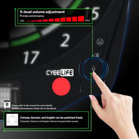CyeeLife Elektronikus Darts Tábla - 8 Játékos, 34 Játékmód, 255 Variáció, Puha Nyilakkal és Kiegészítőkkel, Fekete, ZD01J Modell 7