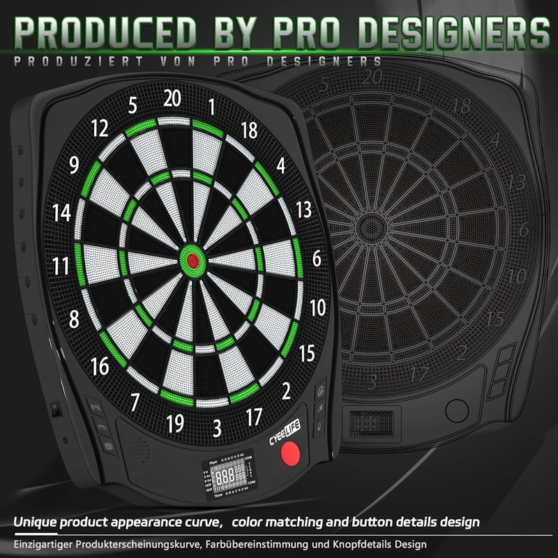 CyeeLife Elektronikus Darts Tábla - 8 Játékos, 34 Játékmód, 255 Variáció, Puha Nyilakkal és Kiegészítőkkel, Fekete, ZD01J Modell