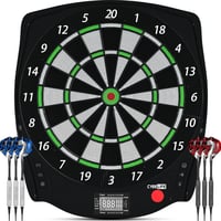 CyeeLife Elektronikus Darts Tábla - 8 Játékos, 34 Játékmód, 255 Variáció, Puha Nyilakkal és Kiegészítőkkel, Fekete, ZD01J Modell 1