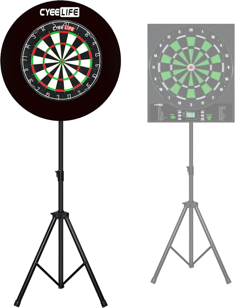 CyeeLife Profi Dartboard Állvány, Mobil Darts Tartó Klasszikus és Elektronikus Táblákhoz - Black, Width: 101 cm, Height: 49.7 cm