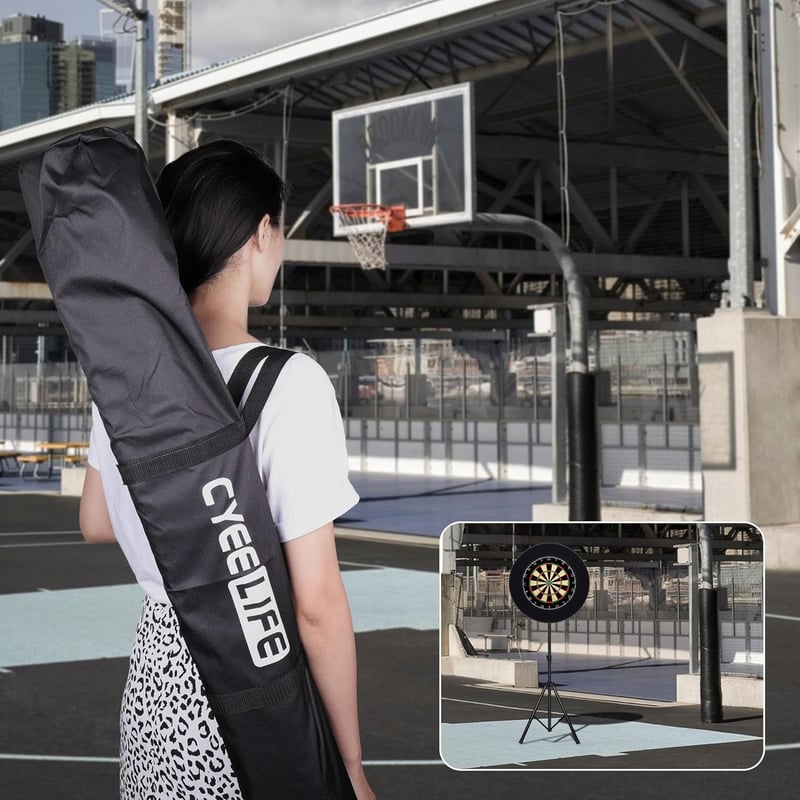 CyeeLife Profi Dartboard Állvány, Mobil Darts Tartó Klasszikus és Elektronikus Táblákhoz - Black, Width: 101 cm, Height: 49.7 cm