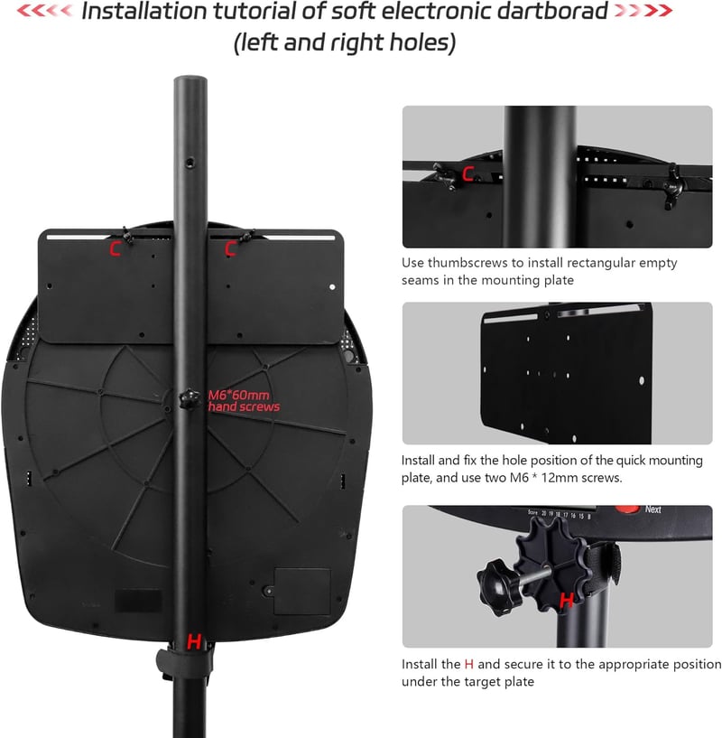CyeeLife ZD04A Professzionális Darts Állvány - Acél Szerkezetű Dartboard Tartó Klasszikus és Elektronikus Dart Táblákhoz, Fekete