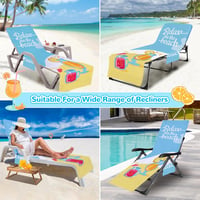 Cyiecw Terry Cloth Napozóágy Védőhuzat 75x210cm Zsebekkel Mikroszálas Strandtörülköző 6