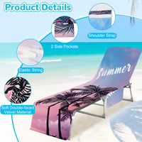 Cyiecw Terry Cloth Napozóágy Védőhuzat 75x210cm Zsebekkel Mikroszálas Strandtörölköző 3