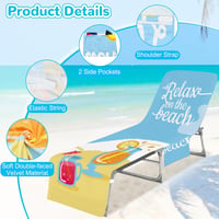Cyiecw Terry Cloth Napozóágy Védőhuzat 75x210cm Zsebekkel Mikroszálas Strandtörülköző 3