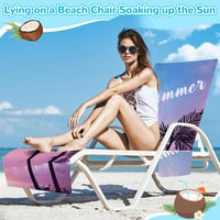 Cyiecw Terry Cloth Napozóágy Védőhuzat 75x210cm Zsebekkel Mikroszálas Strandtörölköző 2