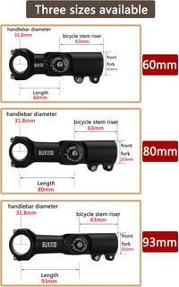 CYSKY Állítható Kerékpár Váll 31.8 60mm Fekete MTB Stem 0-90° 2