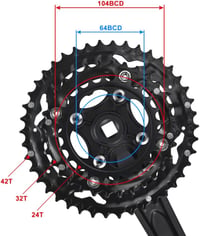 CYSKY MTB Hajtómű 3 Fogaskerék 44-32-22T 170mm 9/10 Sebességes Kerékpár Hajtókar 3