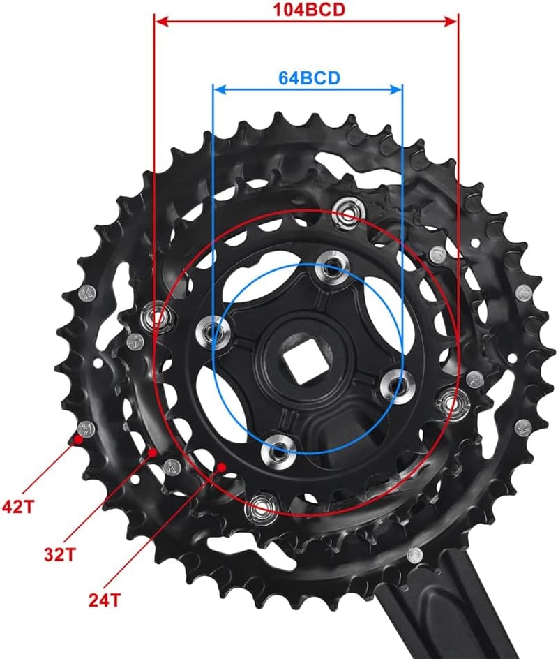 CYSKY MTB Hajtómű 3 Fogaskerék 44-32-22T 170mm 9/10 Sebességes Kerékpár Hajtókar