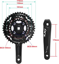 CYSKY MTB Hajtómű 3 Fogaskerék 44-32-22T 170mm 9/10 Sebességes Kerékpár Hajtókar 2