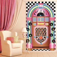 CZAYEFNH Casino ukrasni banner - Dekoracija od vinil ploča u Elvis stilu za rockabilly zabave iz 50-ih - Jukebox banner za partyje i događanja 7