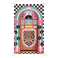 CZAYEFNH Casino ukrasni banner - Dekoracija od vinil ploča u Elvis stilu za rockabilly zabave iz 50-ih - Jukebox banner za partyje i događanja 1