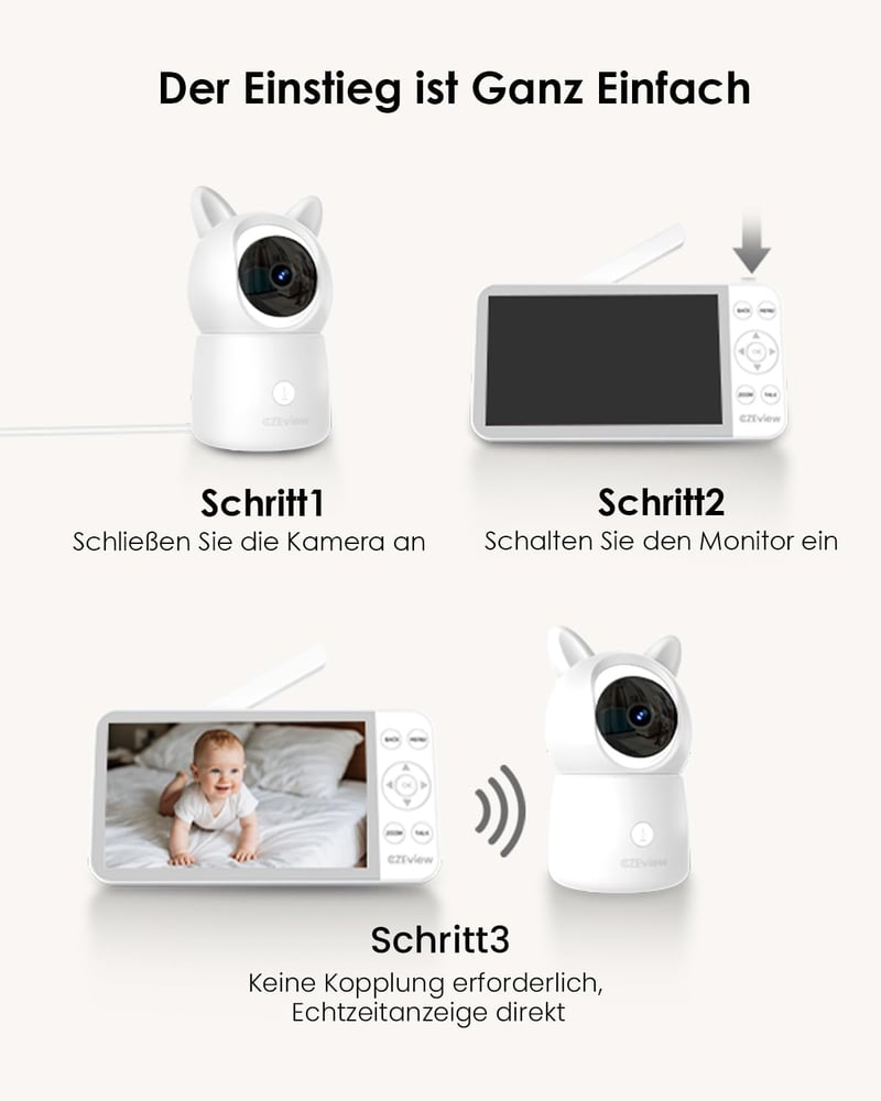 CZEview 2.5K Baby Monitor 5.5" HD Kijelzővel, Éjjellátóval és WiFi App