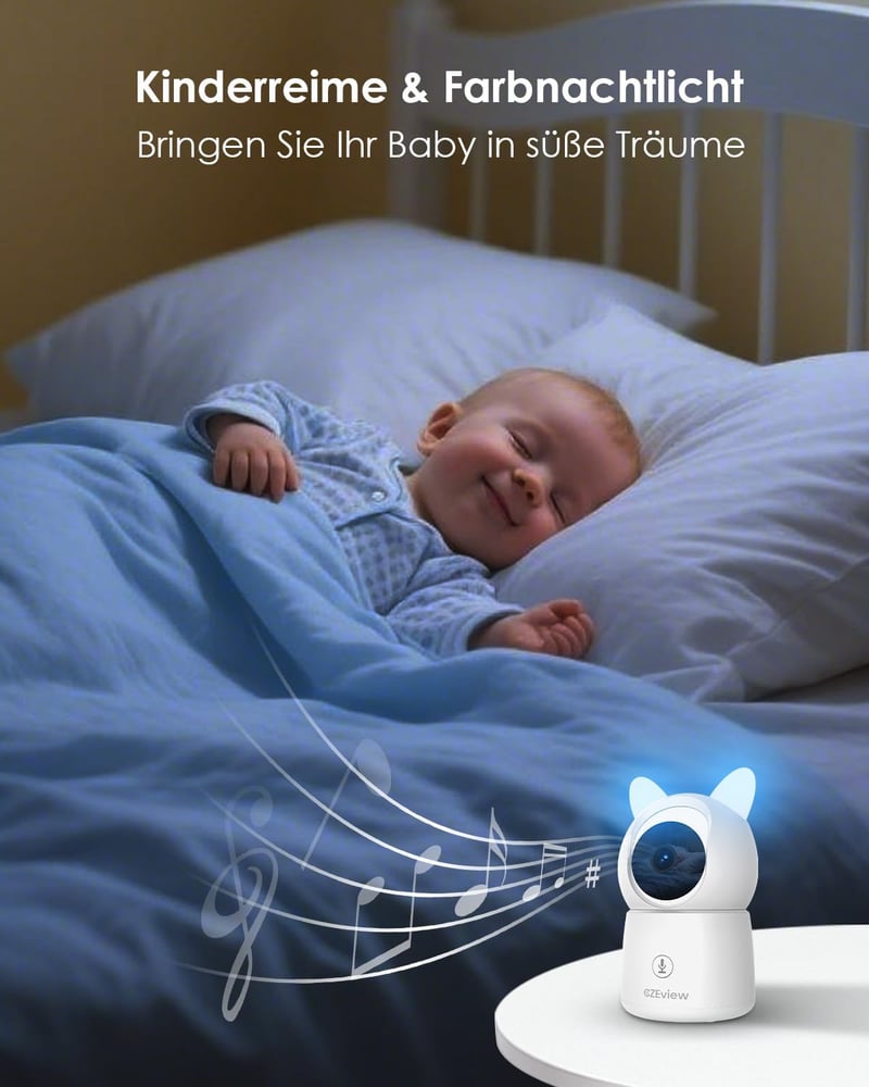 CZEview 2.5K Baby Monitor 5.5" HD Kijelzővel, Éjjellátóval és WiFi App