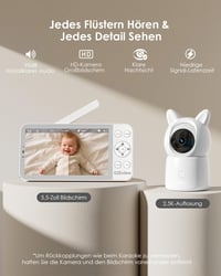 CZEview 2.5K Baby Monitor 5.5" HD Kijelzővel, Éjjellátóval és WiFi App 2