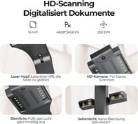 CZUR ET16 Plus A3 dokumentumszkenner 16MP kamerával, OCR 180+ nyelvhez 7