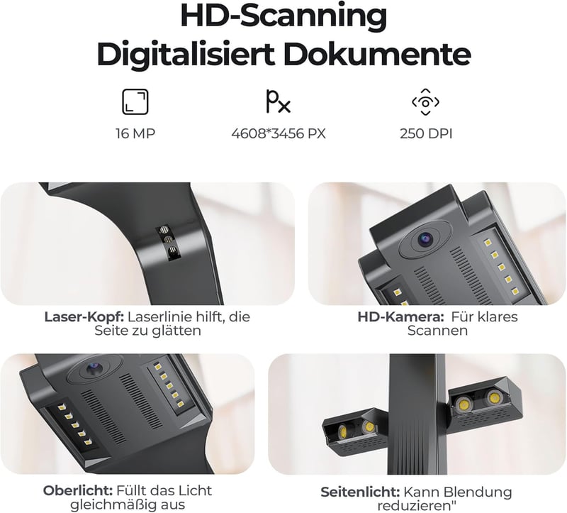 CZUR ET16 Plus A3 dokumentumszkenner 16MP kamerával, OCR 180+ nyelvhez