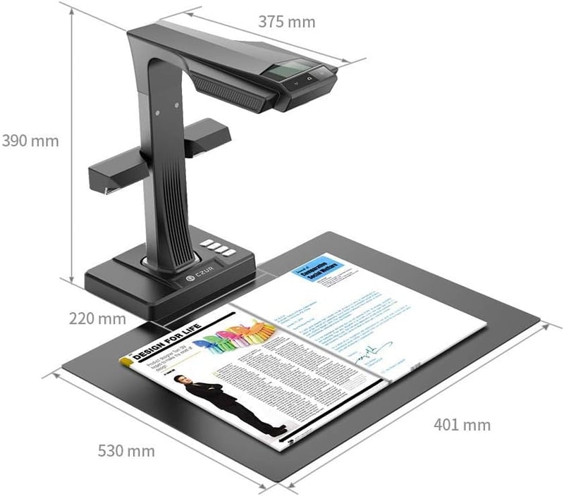 CZUR ET18 Pro Professzionális Könyvszkenner OCR 18MP Dokumentumkamera A3 Lézerlapítással