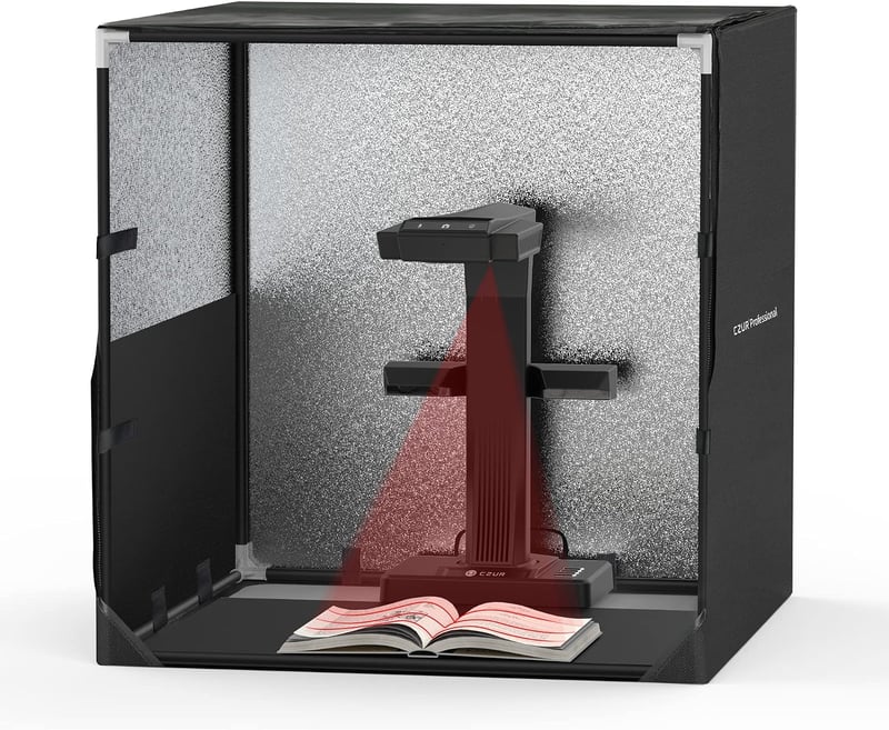 CZUR fekete fotóstúdió fotóbox kézitáskával 60 x 60 x 60 cm összehajtható hordozható CZUR könyv és irat szkennerhez