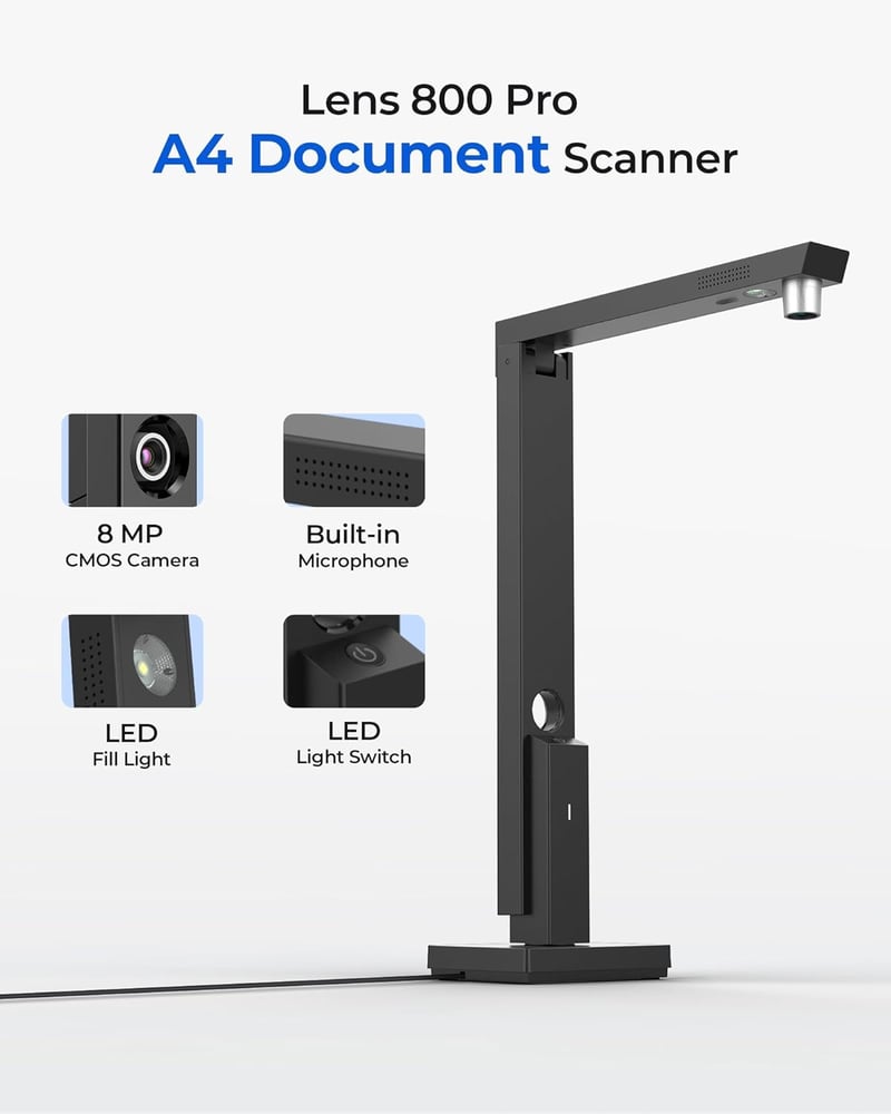 CZUR Lens Pro 8MP USB dokumentumkamera szkenner OCR funkcióval - Lens 800