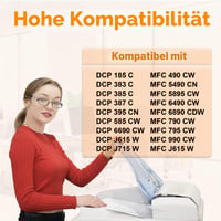 6 ks kompatibilných atramentových kaziet D&C pre Brother LC-980/1100 MFC-6890CDW MFC-790CW MFC-795CW MFC-990CW MFC-J615W DCP-185C DCP-383C DCP-385C DCP-387C DCP-395CN DCP-585CW 2