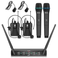 Debra AU400 Pro UHF 4-kanalni bežični mikrofonski sustav - 2 ručna i 2 naglavna mikrofona, metalna prijemna jedinica, karaoke, događaj 2