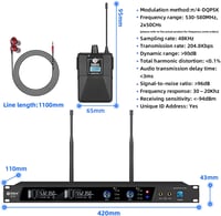 D Debra Audio PRO ER-202 UHF Dupla Csatornás Vezeték Nélküli Fülmonitor Rendszer Adóval és Vevővel Színpadra, Stúdióba, Zenészeknek 8