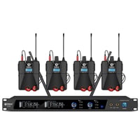 Debra Audio PRO ER-202 UHF Dvojkanálový Bezdrôtový Systém Odposluchu do Uší - Pre Použitie na Pódiu, v Štúdiu, pre Hudobníkov (so 4 Prijímačmi) 1