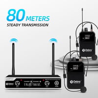 D Debra UBR-102 Vezeték Nélküli Mikrofon Szett - 2 Csíptetős és Fejpántos Mikrofon, 80m Hatótáv, UHF Technológia, Karaoke, Rendezvény, Előad 4