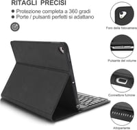 D DINGRICH iPad 9.7 Védőtok Leválasztható Világító Olasz Billentyűzettel Fekete 6