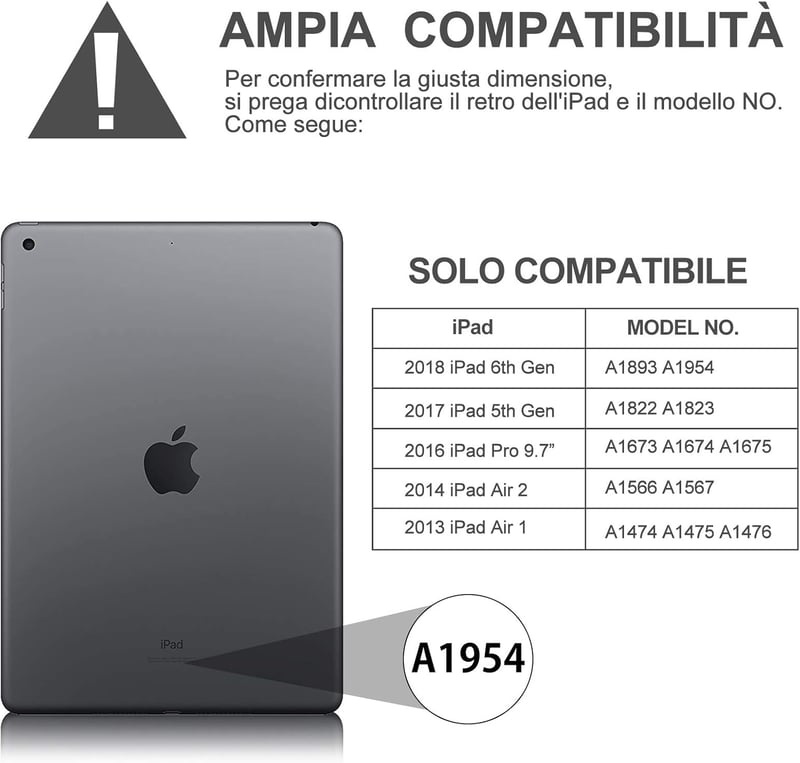 D DINGRICH iPad 9.7 Védőtok Leválasztható Világító Olasz Billentyűzettel Fekete