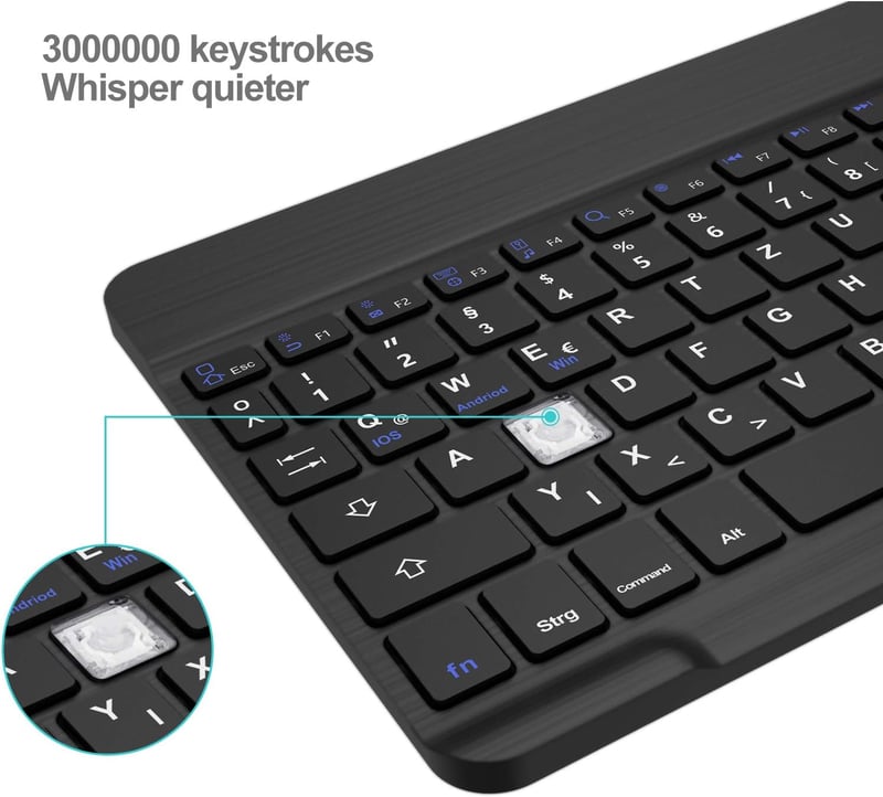 D DINGRICH Vezeték nélküli világító billentyűzet iPad 10/Air 5/Pro 11 12.9 Galaxy Tab A8 S7 FE S6 Lite QWERTZ fekete
