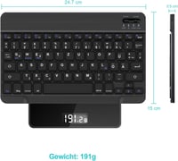 D DINGRICH Vezeték nélküli világító billentyűzet iPad 10/Air 5/Pro 11 12.9 Galaxy Tab A8 S7 FE S6 Lite QWERTZ fekete 3