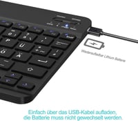 D DINGRICH Vezeték nélküli világító billentyűzet iPad 10/Air 5/Pro 11 12.9 Galaxy Tab A8 S7 FE S6 Lite QWERTZ fekete 5