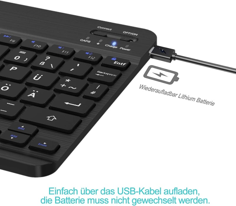 D DINGRICH Vezeték nélküli világító billentyűzet iPad 10/Air 5/Pro 11 12.9 Galaxy Tab A8 S7 FE S6 Lite QWERTZ fekete