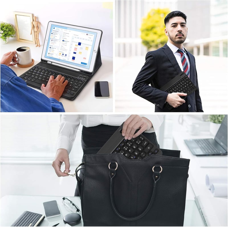 D DINGRICH Vezeték nélküli világító billentyűzet iPad 10/Air 5/Pro 11 12.9 Galaxy Tab A8 S7 FE S6 Lite QWERTZ fekete