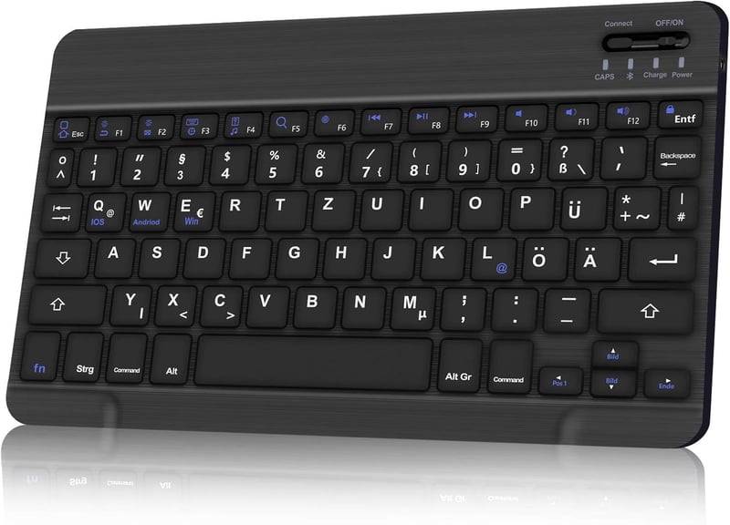 D DINGRICH Vezeték nélküli világító billentyűzet iPad 10/Air 5/Pro 11 12.9 Galaxy Tab A8 S7 FE S6 Lite QWERTZ fekete