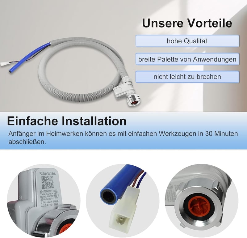 D.I.Accessa Aquastop Mosogatógép Tömlő 1,8m - Víztömlő Aquastop Védelemmel Mosogatógéphez DD81-01211A Szürke
